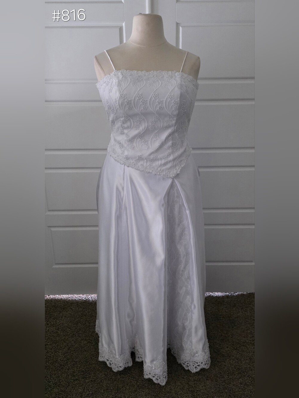 White Satin & Lace 2- Piece Ballgown Wedding Dress